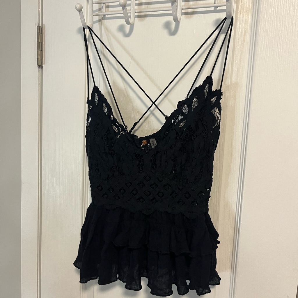 Free People Black Lace Camisole Top